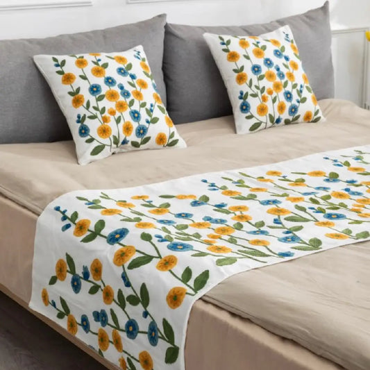 Piecera Bordada Flores+ 2 Fundas