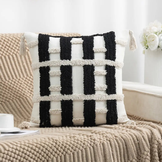 Funda de Cojín Boho Negro
